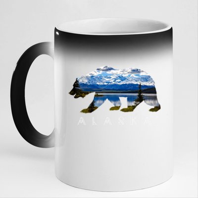 Alaskan Bear With Lake And Mountain Souvenir Gift 11oz Black Color Changing Mug