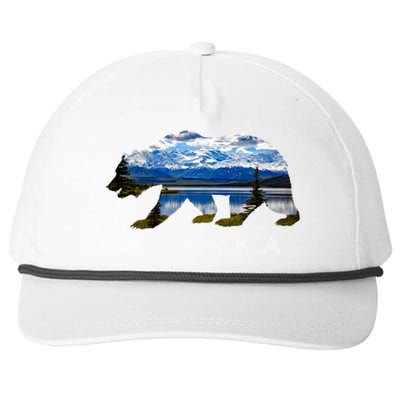 Alaskan Bear With Lake And Mountain Souvenir Gift Snapback Five-Panel Rope Hat