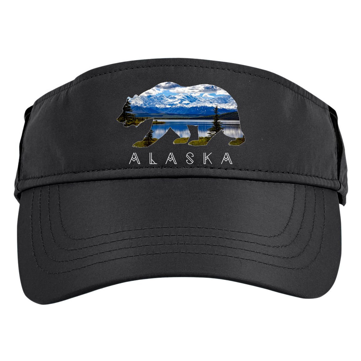 Alaskan Bear With Lake And Mountain Souvenir Gift Adult Drive Performance Visor