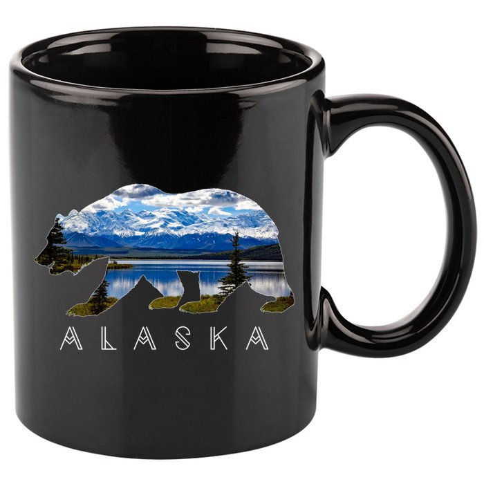 Alaskan Bear With Lake And Mountain Souvenir Gift 11oz C Handle Ceramic Mug