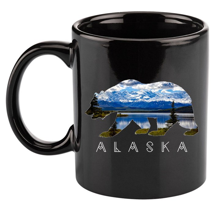 Alaskan Bear With Lake And Mountain Souvenir Gift 11oz C Handle Ceramic Mug