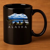 Alaskan Bear With Lake And Mountain Souvenir Gift 11oz C Handle Ceramic Mug