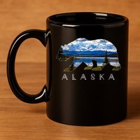 Alaskan Bear With Lake And Mountain Souvenir Gift 11oz C Handle Ceramic Mug