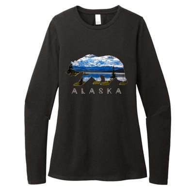 Alaskan Bear With Lake And Mountain Souvenir Gift Womens CVC Long Sleeve Shirt