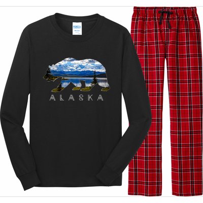 Alaskan Bear With Lake And Mountain Souvenir Gift Long Sleeve Pajama Set