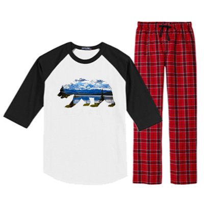 Alaskan Bear With Lake And Mountain Souvenir Gift Raglan Sleeve Pajama Set