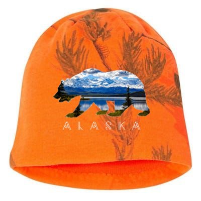 Alaskan Bear With Lake And Mountain Souvenir Gift Kati - Camo Knit Beanie