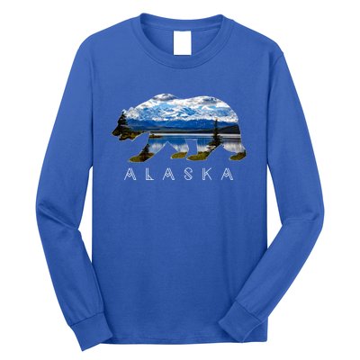 Alaskan Bear With Lake And Mountain Souvenir Gift Long Sleeve Shirt