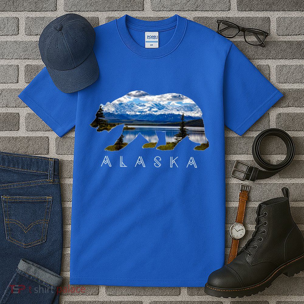 Alaskan Bear With Lake And Mountain Souvenir Gift Tall T-Shirt