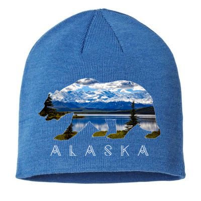 Alaskan Bear With Lake And Mountain Souvenir Gift Sustainable Beanie