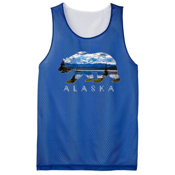 Alaskan Bear With Lake And Mountain Souvenir Gift Mesh Reversible Basketball Jersey Tank