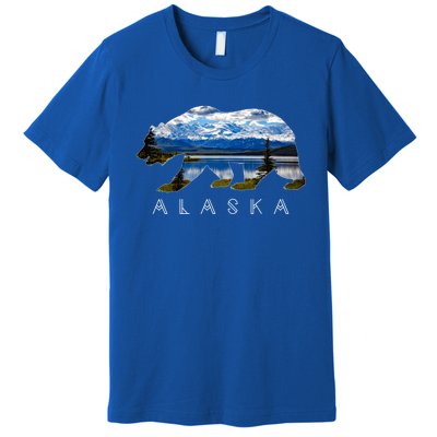 Alaskan Bear With Lake And Mountain Souvenir Gift Premium T-Shirt