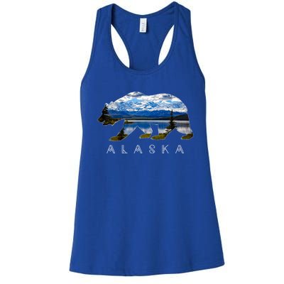 Alaskan Bear With Lake And Mountain Souvenir Gift Women's Racerback Tank