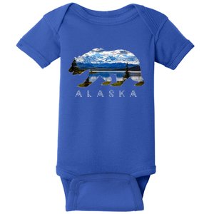 Alaskan Bear With Lake And Mountain Souvenir Gift Baby Bodysuit