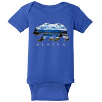 Alaskan Bear With Lake And Mountain Souvenir Gift Baby Bodysuit