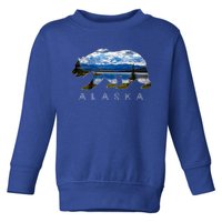 Alaskan Bear With Lake And Mountain Souvenir Gift Toddler Sweatshirt