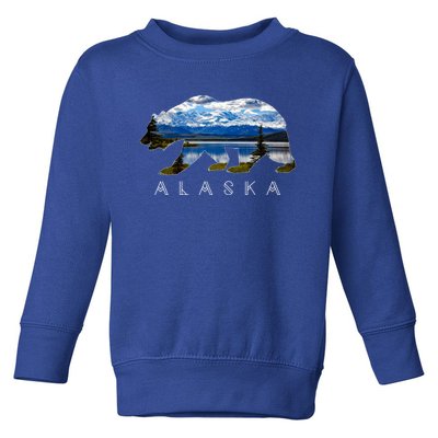 Alaskan Bear With Lake And Mountain Souvenir Gift Toddler Sweatshirt