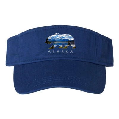 Alaskan Bear With Lake And Mountain Souvenir Gift Valucap Bio-Washed Visor