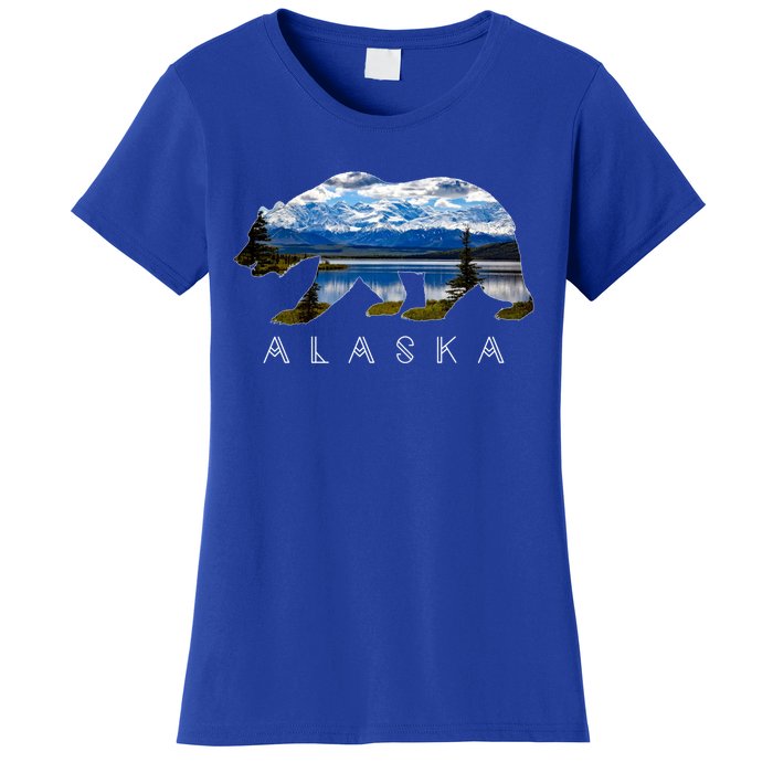 Alaskan Bear With Lake And Mountain Souvenir Gift Women's T-Shirt