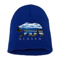 Alaskan Bear With Lake And Mountain Souvenir Gift Short Acrylic Beanie