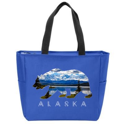 Alaskan Bear With Lake And Mountain Souvenir Gift Zip Tote Bag