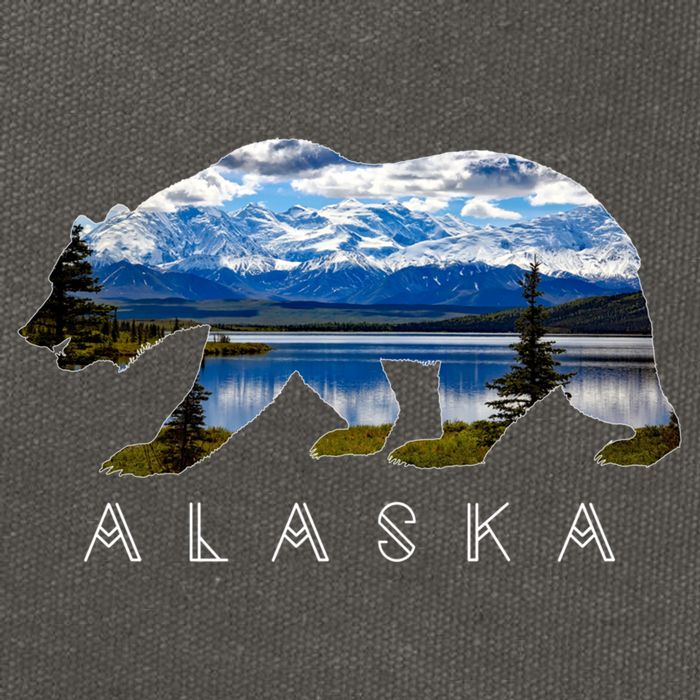 Alaskan Bear With Lake And Mountain Souvenir Gift Cotton Canvas Backpack