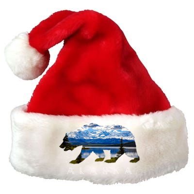 Alaskan Bear With Lake And Mountain Souvenir Gift Premium Christmas Santa Hat