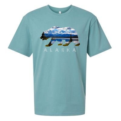 Alaskan Bear With Lake And Mountain Souvenir Gift Sueded Cloud Jersey T-Shirt