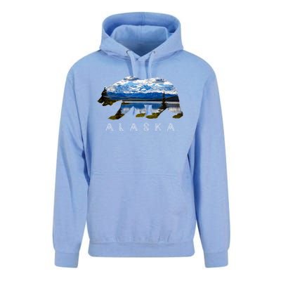 Alaskan Bear With Lake And Mountain Souvenir Gift Unisex Surf Hoodie