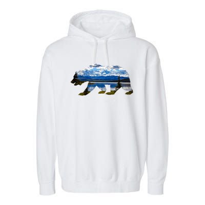 Alaskan Bear With Lake And Mountain Souvenir Gift Garment-Dyed Fleece Hoodie