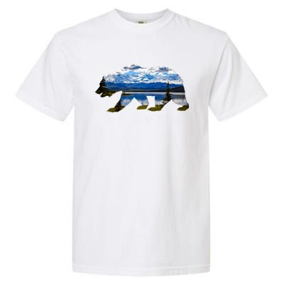 Alaskan Bear With Lake And Mountain Souvenir Gift Garment-Dyed Heavyweight T-Shirt