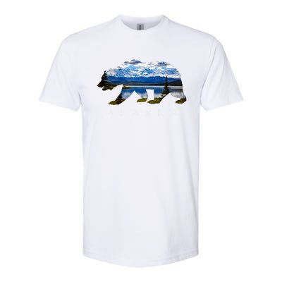 Alaskan Bear With Lake And Mountain Souvenir Gift Softstyle CVC T-Shirt