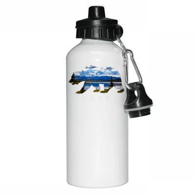 Alaskan Bear With Lake And Mountain Souvenir Gift Aluminum Water Bottle