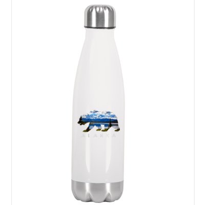 Alaskan Bear With Lake And Mountain Souvenir Gift Stainless Steel Insulated Water Bottle