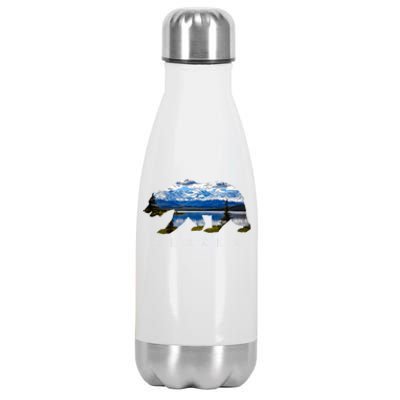 Alaskan Bear With Lake And Mountain Souvenir Gift Stainless Steel Insulated Water Bottle