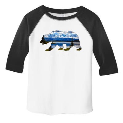 Alaskan Bear With Lake And Mountain Souvenir Gift Toddler Fine Jersey T-Shirt