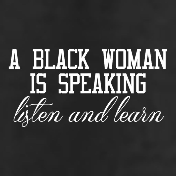A Black Woman Is Speaking Listen And Learn Golf Towel
