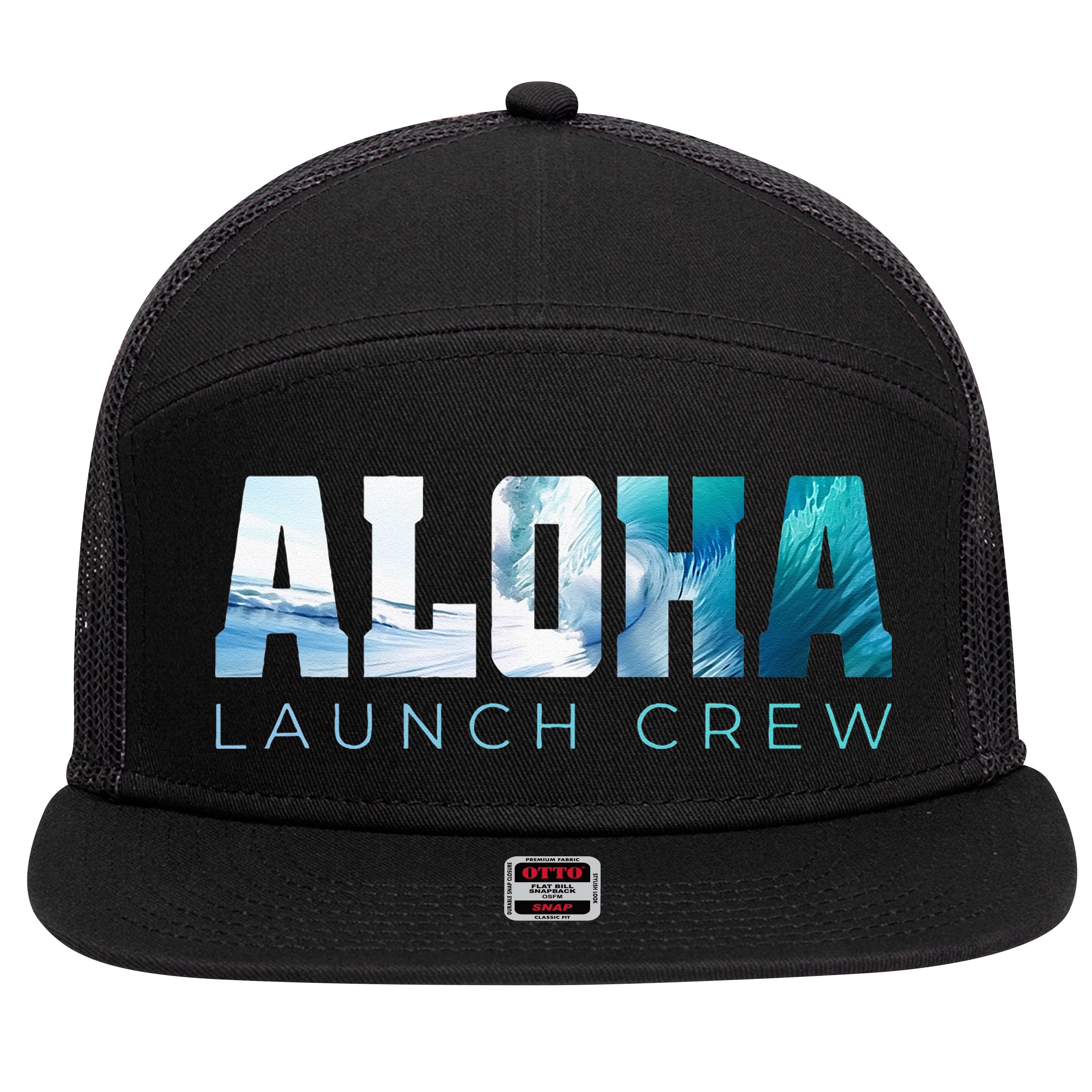 Aloha Big Wave Surf Camo Ocean In Honolulu Hawaii Oahu Maui 7 Panel Mesh Trucker Snapback Hat