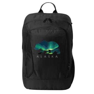 Alaskan Bear With Borealis Icy Mountain City Backpack