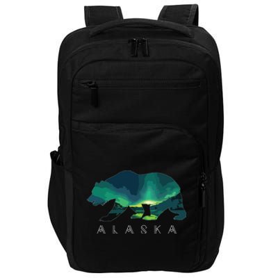 Alaskan Bear With Borealis Icy Mountain Impact Tech Backpack