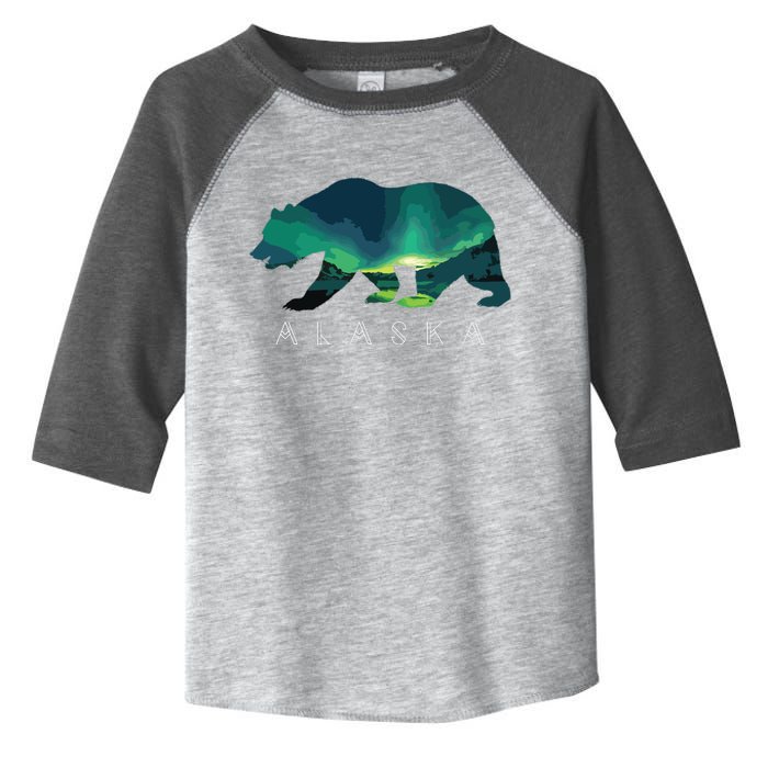 Alaskan Bear With Borealis Icy Mountain Toddler Fine Jersey T-Shirt