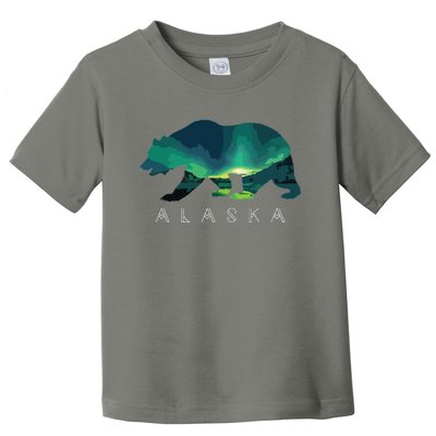 Alaskan Bear With Borealis Icy Mountain Toddler T-Shirt