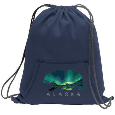 Alaskan Bear With Borealis Icy Mountain Sweatshirt Cinch Pack Bag