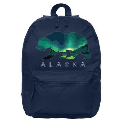 Alaskan Bear With Borealis Icy Mountain 16 in Basic Backpack