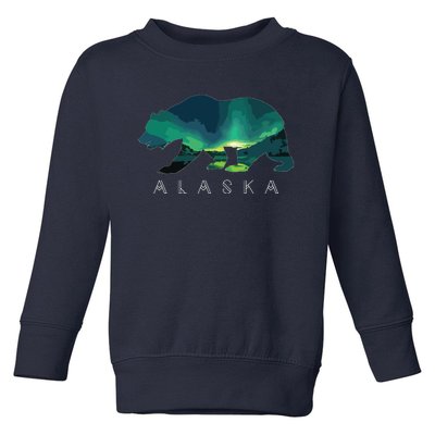 Alaskan Bear With Borealis Icy Mountain Toddler Sweatshirt