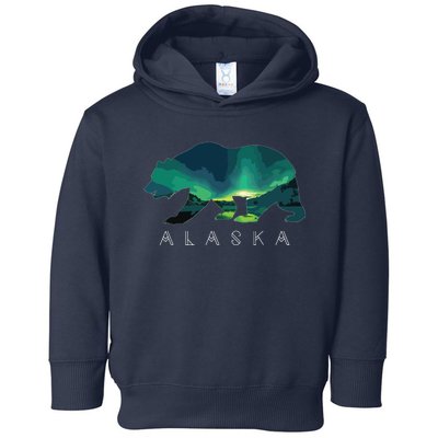 Alaskan Bear With Borealis Icy Mountain Toddler Hoodie