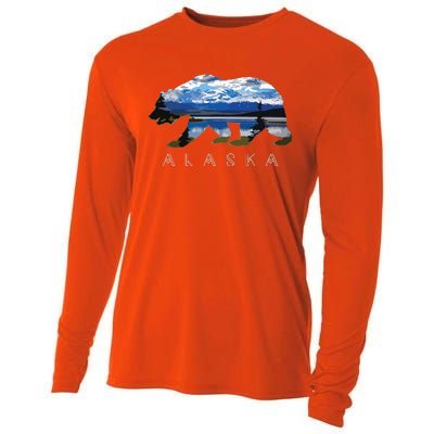 Alaskan Bear With Lake Mountain Souvenir Cooling Performance Long Sleeve Crew