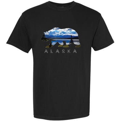 Alaskan Bear With Lake Mountain Souvenir Garment-Dyed Heavyweight T-Shirt