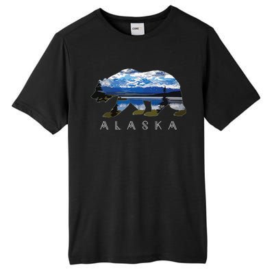 Alaskan Bear With Lake Mountain Souvenir Tall Fusion ChromaSoft Performance T-Shirt