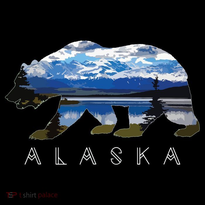 Alaskan Bear With Lake Mountain Souvenir Drawstring Bag